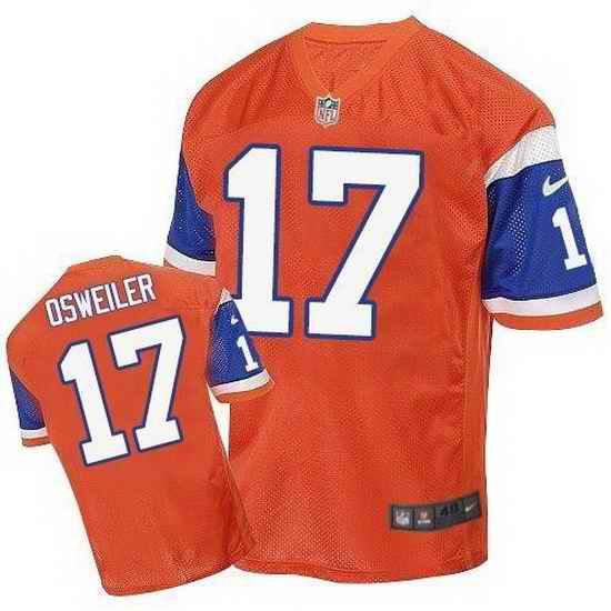 Nike Broncos #17 Brock Osweiler Orange Throwback Mens Stitched NFL Elite Jersey